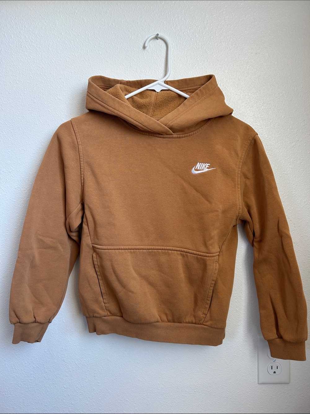 Nike Tan/Brown Hooded Pullover with White Swoosh